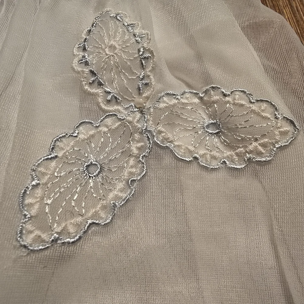 VTG 50s White Sheer Nylon Embroidered Nightgown Peignoir Dress - Coquette S/ - Picture 9 of 16